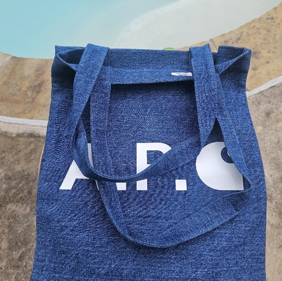 NEW A.P.C. X CARHARTT WIP Denim Washed Indigo Blue Shopper Tote - Picture 6 of 12